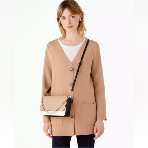 New Kate Spade Madison Medium Flap Convertible Crossbody Tosted Hazelnut Multi - Picture 2 of 5